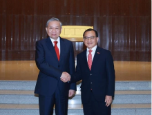 Party General Secretary To Lam (L) meets with Speaker of the Parliament of Singapore Seah Kian Peng (Photo: VNA)