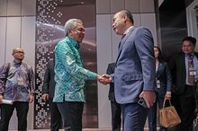 KUALA LUMPUR, July 6 -- Foreign Ministry Secretary-General Datuk Seri Amran Mohamed Zin (left) shakes hands with Cambodia’s Secretary of State for Foreign Affairs and International Cooperation, Kung Phoak, during a bilateral meeting held on the sidelines of the 58th ASEAN Foreign Ministers' Meeting (AMM) and Related Meetings at the Kuala Lumpur Convention Centre (KLCC) today.  --fotoBERNAMA (2025) COPYRIGHT RESERVED