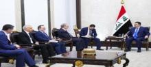 PM, Mohammed Shia al-Sudani (right) receives Special Envoy of the Russian President to the Middle East and North Africa, Mikhail Bogdanov, and his accompanied delegation 