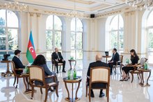 President of Azerbaijan Ilham Aliyev was interviewed by local TV channels