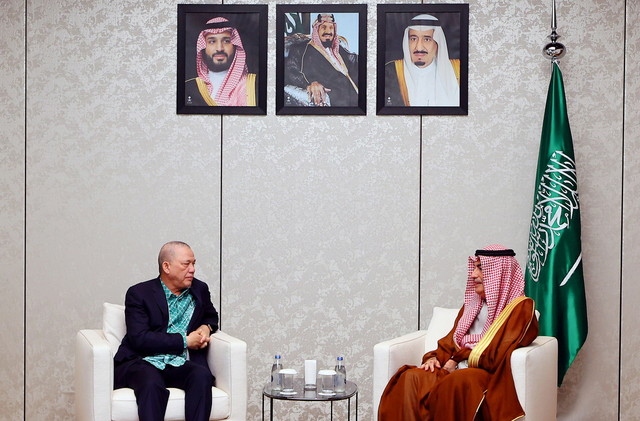 Deputy Prime Minister Fadillah Yusof meets Saudi Ambassador to Japan, Dr Ghazi Faisal Binzagr, during his visit to the Saudi Arabia Pavilion at Expo 2025 Osaka..