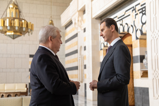 President al-Assad to Lavrentiev: Syria is open to all initiatives on Syrian-Turkish relations