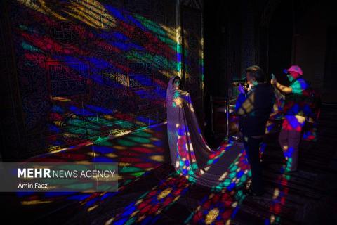 Foreign tourists visit Nasir al-Mulk Mosque in Shiraz