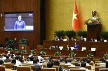 Minister of Home Affairs Pham Thi Thanh Tra clarifies a number of contents of the draft revised Law on Organisation of Local Government. (Photo: VNA)