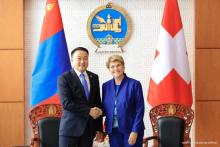 On August 2, 2024, Chairman of the State Great Khural of Mongolia Amarbayasgalan Dashzegve paid a courtesy call on President of the Swiss Confederation H.E. Viola Amherd, who was on a State Visit to Mongolia at the invitation of President of Mongolia Khurelsukh Ukhnaa.  