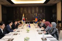 An export support group from South Korea, led by Second Vice Science Minister Kang Do-hyun, holds a meeting with ASEAN officials in Indonesia on May 27, 2024, in this photo provided by the science ministry. (PHOTO NOT FOR SALE) (Yonhap)