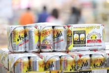 This file photo shows Japanese beer products displayed at a large discount store chain in Seoul on April 17, 2024. (Yonhap)