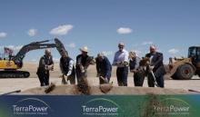 In this file photo provided by SK Inc., former Microsoft CEO Bill Gates (C) participates in the groundbreaking ceremony for a small modular reactor facility of TerraPower in Wyoming on June 11, 2024. (PHOTO NOT FOR SALE) (Yonhap)