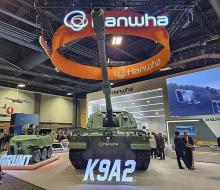 This file photo taken Oct. 15, 2024, shows Hanwha Aerospace Co.'s K9A2 howitzer displayed during a defense exhibition in Washington, D.C. (Yonhap)