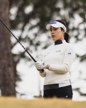 Yoon Ina of South Korea prepares for a tee shot during the fourth round of the LPGA Q-Series on the Crossings Course at Robert Trent Jones Golf Trail at Magnolia Grove in Mobile, Alabama, on Dec. 8, 2024, in this photo provided by the LPGA. (PHOTO NOT FOR SALE) (Yonhap)