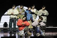 JYP Entertainment's new boy group KickFlip performs the lead track of its debut EP, "Flip It, Kick It!," at a Seoul concert hall on Jan. 20, 2025. (Yonhap)