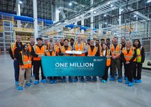 Employees of NextStar Energy pose for a photo at the company's production line in Ontario, Canada, in this photo released by LG Energy Solution Ltd. on Feb. 13, 2026. (PHOTO NOT FOR SALE) (Yonhap)