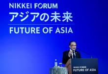 Malaysian Prime Minister Anwar Ibrahim delivers a keynote address during the 29th International Conference on the Future of Asia (Nikkei Conference) in Tokyo on Thursday. Anwar said Malaysia remains dedicated to shared growth, bolstering regional cooperation and maintaining openness to development, trade and commerce.
