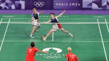 PARIS, July 27 -- Malaysian men’s doubles shuttlers Aaron Chia and Soh Wooi Yik battled against Ben Lane and Sean Vendy of Great Britain during the Paris 2024 Olympics held at the Arena Porte de La Chapelle today.  The Malaysian team won 19-21, 21-16, 21-11.
