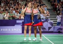 PARIS, July 28 -- Top Malaysia's women’s pair Pearly Tan(left) and M. Thinaah keep their quarter-final hopes alive by scoring an upset win over world number six Mayu Matsumoto-Wakana Nagahara of Japan in the 2024 Olympic Games badminton competition Sunday morning.