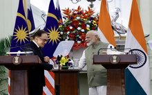Malaysian Prime Minister Anwar Ibrahim with Indian Prime Minister Narendra Modi