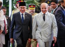 Malaysia Prime Minister Anwar Ibrahim and his Pakistani counterpart Shehbaz Sharif in conjunction with the state visit at the Pakistan Prime Minister Official Residence, Thursday.