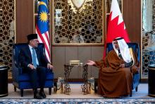 Prime Minister Datuk Seri Anwar Ibrahim (left) holds a courtesy meeting with Bahrain’s Crown Prince and Prime Minister, Salman Hamad Al Khalifa (right) at the Gudaibiya Palace, Wednesday