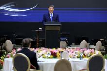 Chinese President Xi Jinping delivers a speech at the dinner hosted by Prime Minister Anwar Ibrahim at the Seri Perdana Complex on Wednesday.