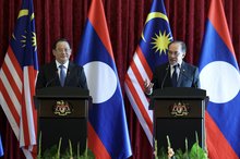 Anwar Ibrahim in a joint press conference with the Prime Minister of Laos, Sonexay Siphandone, at the Perdana Putra Complex here Sunday.