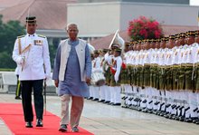 PUTRAJAYA, Aug 12 -- Chief Adviser to the Government of Bangladesh, Prof Dr Muhammad Yunus inspected the guard of honour by three officers and 103 members from the First Battalion of the Royal Ranger Regiment during an official welcoming ceremony at Dataran Perdana, Perdana Putra building, today.  --fotoBERNAMA (2025) COPYRIGHT RESERVED