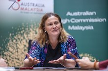 Australian High Commissioner to Malaysia, Danielle Heinecke, speaks at a briefing session at the Australian High Commission