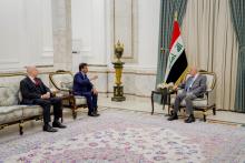 The President of the Republic, Abdul Latif Jamal Rashid (right), the new Special Representative of the Secretary-General of the United Nations in Iraq, Head of the UNAMI Mission, Mohammed Al-Hassan, and his deputy, Claudio Cordone (left)