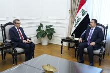 PM, Mohammed Shia al-Sudani (right), Turkish Ambassador to Iraq Anil Bora İnan (left)