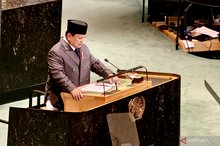 President Prabowo Subianto deliver his statement at the United Nations Headquarters in New York, United States, on Monday (September 22, 2025). ANTARA