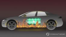 This image depicts the potential risk of fire involving battery cells in electric vehicles. (Yonhap)