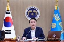 President Yoon Suk Yeol speaks during a Cabinet meeting held at the presidential office in Seoul on Aug. 27, 2024. (Yonhap)