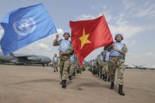 On October 2, 2018, the first 30 Vietnamese medical staff arrive in South Sudan to implement UN peacekeeping missions. (Photo: VNA)