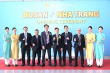 At the Busan-Nha Trang route opening ceremony. Photo: VNA