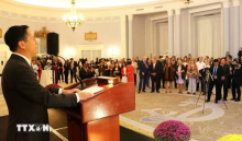 Vietnamese Ambassador to Canada Pham Vinh Quang speaks at the 79th anniversary of Vietnam's National Day, last September. (Illustrative image: VNA)
