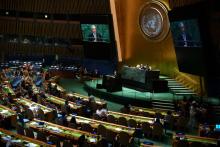 Malaysia's Prime Minister Dr Mahathir Mohamad speaking at the 74th Session of the United Nations General Assembly in New York, on Friday.