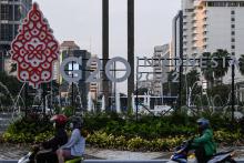 G20 logo at Jakarta. (ANTARAFoto/Sigid)