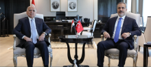 Turkish FM, Hakan Fidan (right), his Iraqi counterpart Fuad Hussein (left)