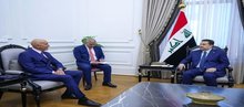 Iraqi PM, Mohammed Shia Al-Sudani (right), the U.S. Special Envoy to Syria, Tom Barrack,  (left)