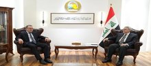 Deputy FM for Bilateral Relations, Mohammed Hussein Bahr Al-Uloom (right), Russian Ambassador to Iraq, Elbrus Kutrashev (left)