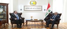 Undersecretary of the Ministry of Foreign Affairs for Bilateral Relations, Ambassador Mohammed Hussein Mohammed Bahr Al-Uloom, (right) the Chargé d’Affaires of the US Embassy in Iraq, Joshua Harris (left)