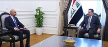 PM, Mohammed Shia al-Sudani (right) the new Lebanese Ambassador to Iraq, Khalil Abdullah Mohammed (left)