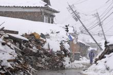 Photo taken on Jan. 25, 2024, shows the Horyu area of Suzu in Ishikawa Prefecture, which was heavily damaged by the magnitude-7.6 earthquake that struck the Noto Peninsula in central Japan on New Year's Day. (Kyodo)