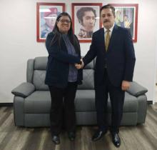 The Chargé d'Affaires Iraq in Venezuela, Khalid Karim Mohammed Zangana (right),Undersecretary of the Venezuelan Ministry of Foreign Affairs for Asia and the Middle East, Tatiana Buch (left )