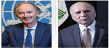 FM, Fuad Hussein (right), UN Special Envoy to Syria Geir Pedersen (left)