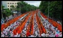 Alms-giving ceremony for 15,000 Buddhist monks in Thailand
