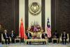 KUALA LUMPUR, April 16 -- His Majesty Sultan Ibrahim, King of Malaysia (third, right) grants an audience to Chinese President Xi Jinping (third, left) at the Istana Negara, today, in conjunction with his three-day state visit which began yesterday.  Also present was Prime Minister Datuk Seri Anwar Ibrahim (right).  --fotoBERNAMA (2025) COPYRIGHT RESERVED